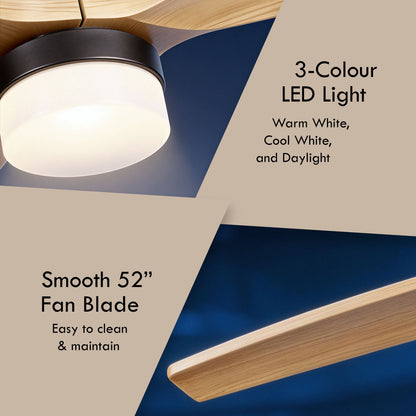 [NEA CLIMATE VOUCHER $400] iFan 52in DC Motor Ceiling Fan | Integrated 3-Colour LED Lights | 6 Speed Selection (IF8352DGWD)