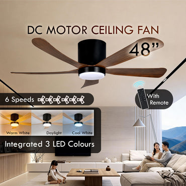 [CLIMATE VOUCHER $400] iFan 48in DC Motor Ceiling Fan | 5 Blades | Dimmable Lights | 6 Speed Selection (IF8548DGDW)