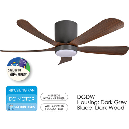 [CLIMATE VOUCHER $400] iFan 48in DC Motor Ceiling Fan | 5 Blades | Dimmable Lights | 6 Speed Selection (IF8548DGDW)