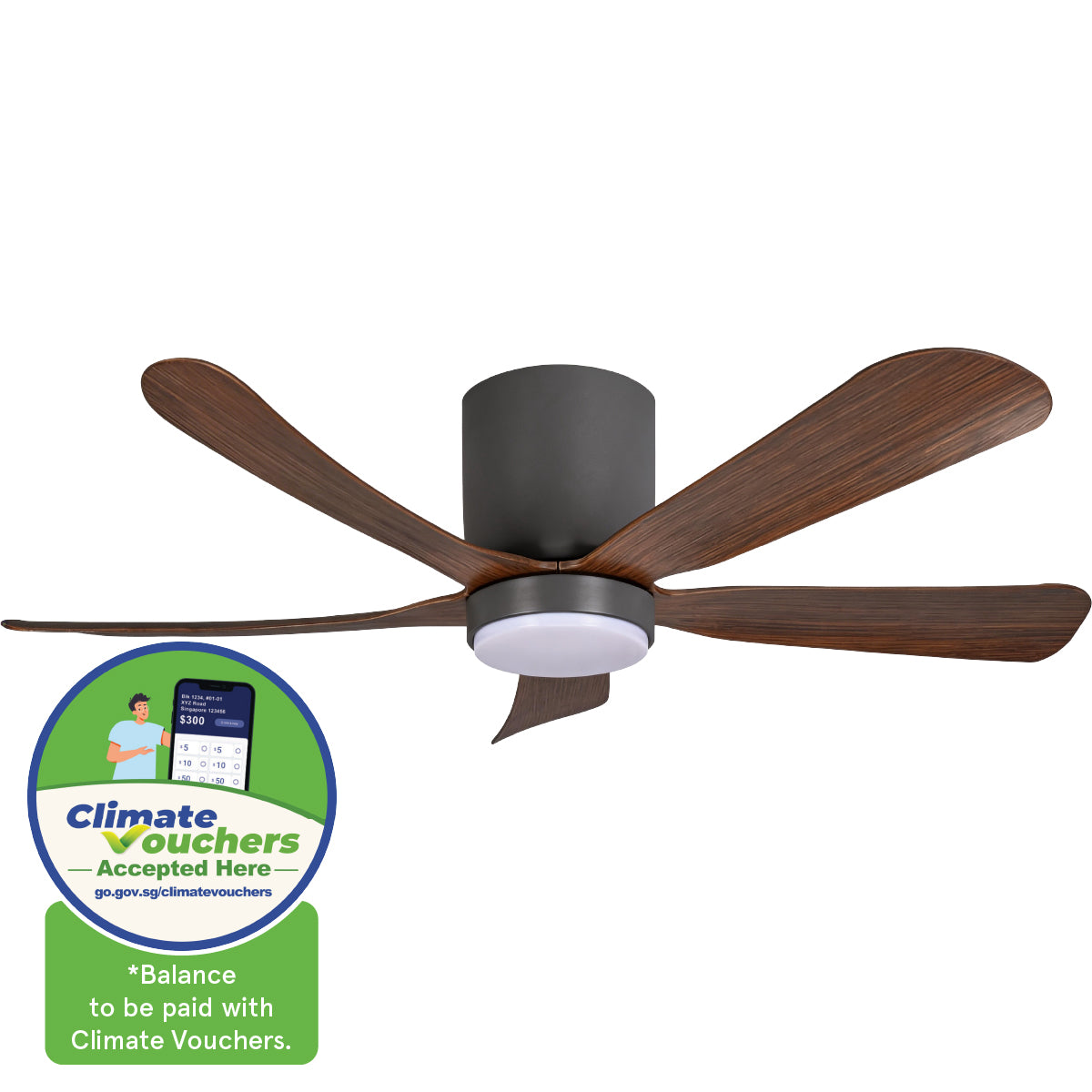 [CLIMATE VOUCHER $400] iFan 48in DC Motor Ceiling Fan | 5 Blades | Dimmable Lights | 6 Speed Selection (IF8548DGDW)