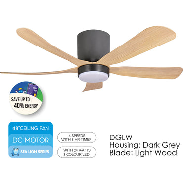 [CLIMATE VOUCHER $400] iFan 48in DC Motor Ceiling Fan | 5 Blades | Dimmable Lights | 6 Speed Selection (IF8548DGLW)