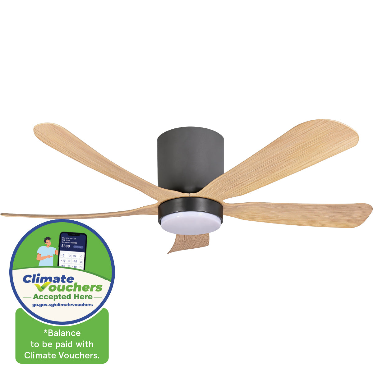 [CLIMATE VOUCHER $400] iFan 48in DC Motor Ceiling Fan | 5 Blades | Dimmable Lights | 6 Speed Selection (IF8548DGLW)