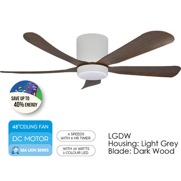 [CLIMATE VOUCHER $400] iFan 48in DC Motor Ceiling Fan | 5 Blades | Dimmable Lights | 6 Speed Selection (IF8548LGDW)