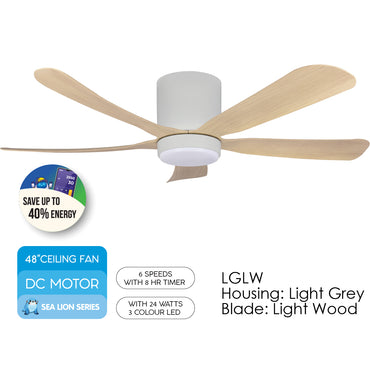 [CLIMATE VOUCHER $400] iFan 48in DC Motor Ceiling Fan | 5 Blades | Dimmable Lights | 6 Speed Selection (IF8548LGLW)