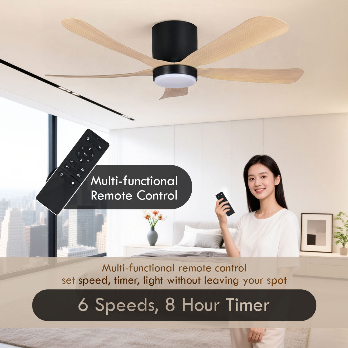 [CLIMATE VOUCHER $400] iFan 56in DC Motor Ceiling Fan | 5 Blades | Dimmable Lights | 6 Speed Selection (IF8556DGDW)