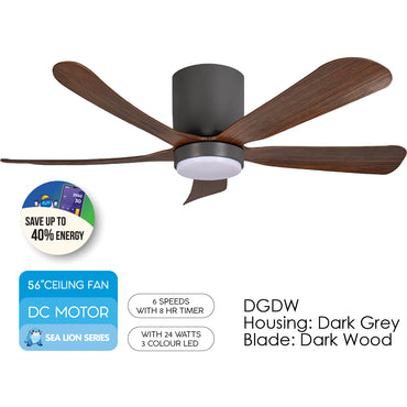 [CLIMATE VOUCHER $400] iFan 56in DC Motor Ceiling Fan | 5 Blades | Dimmable Lights | 6 Speed Selection (IF8556DGDW)
