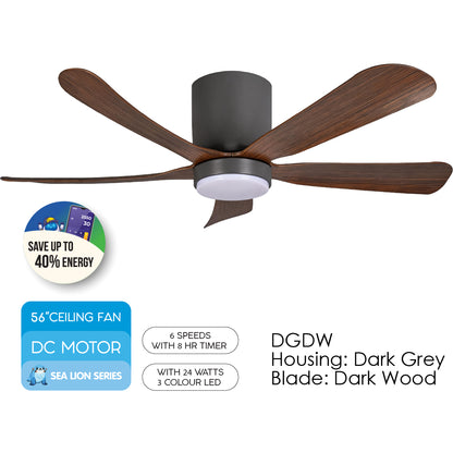 [CLIMATE VOUCHER $400] iFan 56in DC Motor Ceiling Fan | 5 Blades | Dimmable Lights | 6 Speed Selection (IF8556DGDW)
