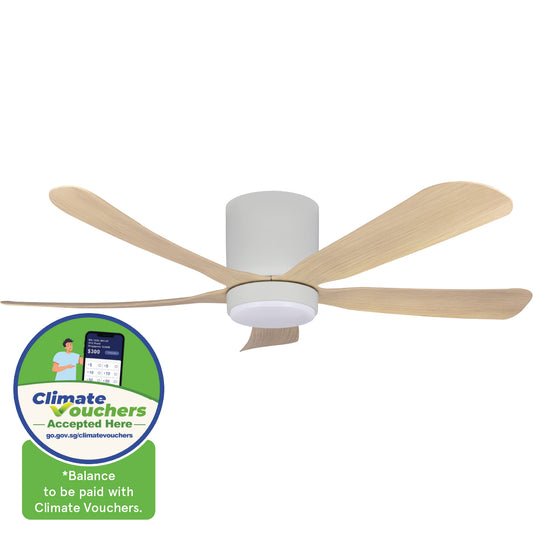 [CLIMATE VOUCHER $400] iFan 56in DC Motor Ceiling Fan | 5 Blades | Dimmable Lights | 6 Speed Selection ((IF8556LGLW)