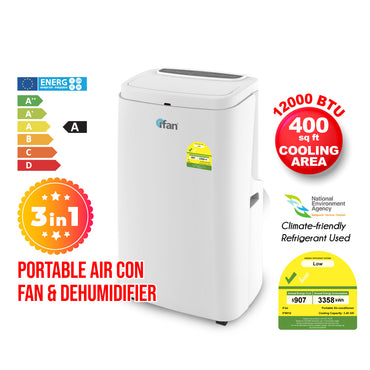 iFan 3IN1 Portable Aircon 12000 BTU Portable Air Conditioner / Fan / Dehumidifier Cools up to 400 sq. ft. (IF9012)