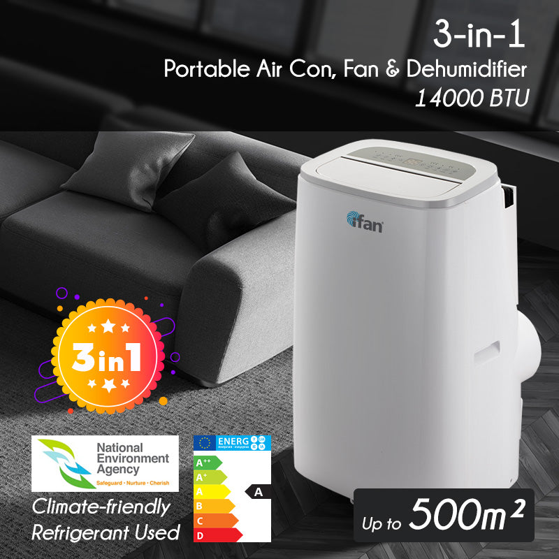 iFan 3IN1 Portable Aircon 14000 BTU Portable Air Conditioner / Fan / D ...