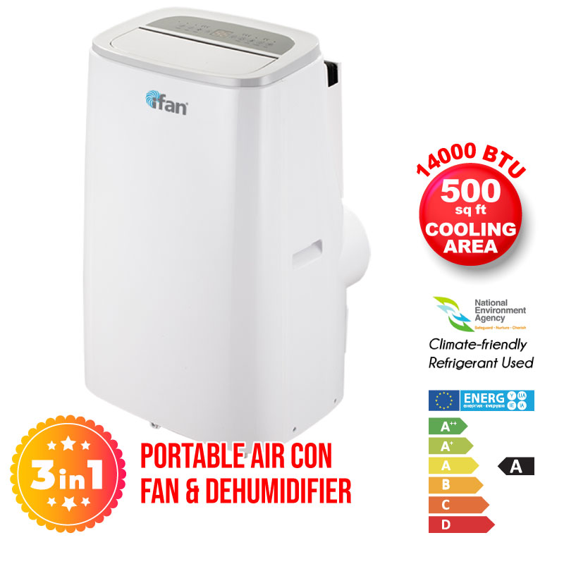 iFan 3IN1 Portable Aircon 14000 BTU Portable Air Conditioner / Fan / Dehumidifier Cools up to 500 sq. ft. (IF9014)
