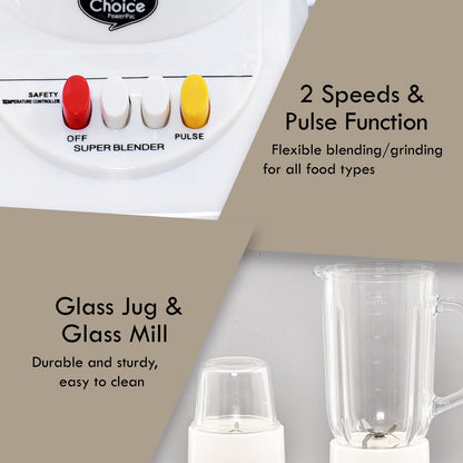 My Choice Glass Jug Blender with Dry Food Mill (MC168)