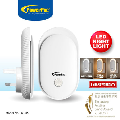 PowerPac LED Night Light, bathroom & living room Energy saving lighting lamp (MC16)