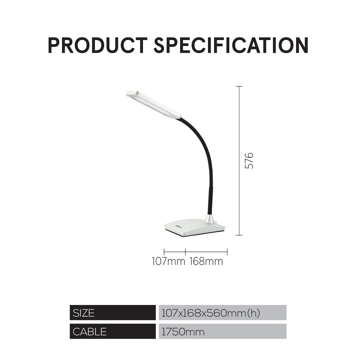 LED Desk Lamp, children learning Table Lamp (PP1308) White