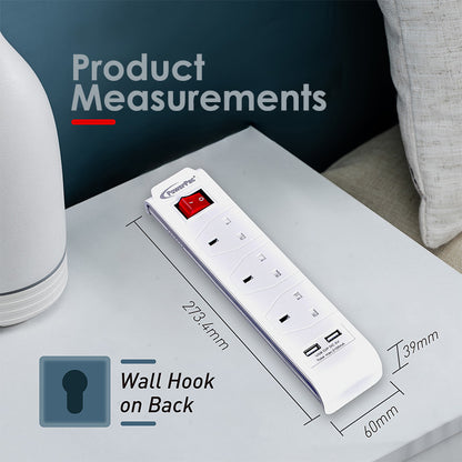 Extension Cord, Extension Socket, Power Cord with 2x USB charger 3 way 3M (PP233U)