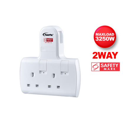 Multi Plug Extension Adapter with 2 Way adapter, 2 Way Socket Adaptor (PP272WH)