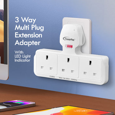 Multi Plug Extension Adapter with 3 Way, Power Extension Socket Adaptor (PP277)
