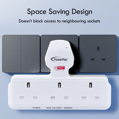 Multi Plug Extension Adapter with 3 Way, Power Extension Socket Adaptor (PP277)