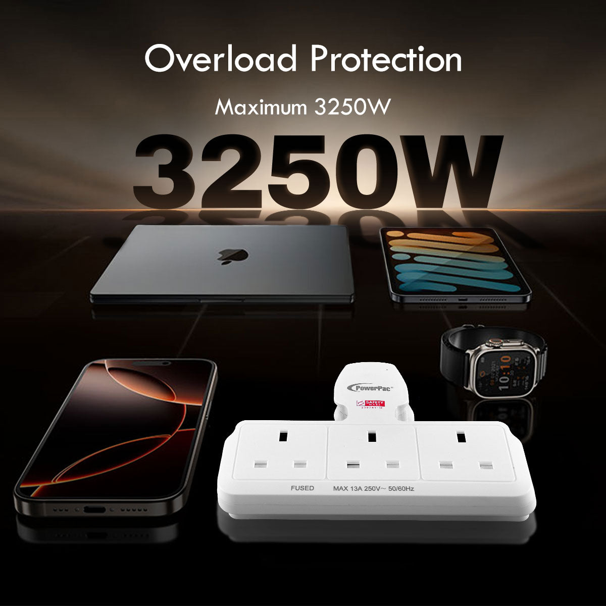 Multi Plug Extension Adapter with 3 Way, Power Extension Socket Adaptor (PP277)