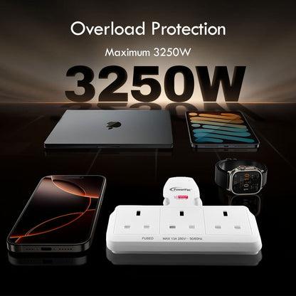 Multi Plug Extension Adapter with 3 Way, Power Extension Socket Adaptor (PP277)