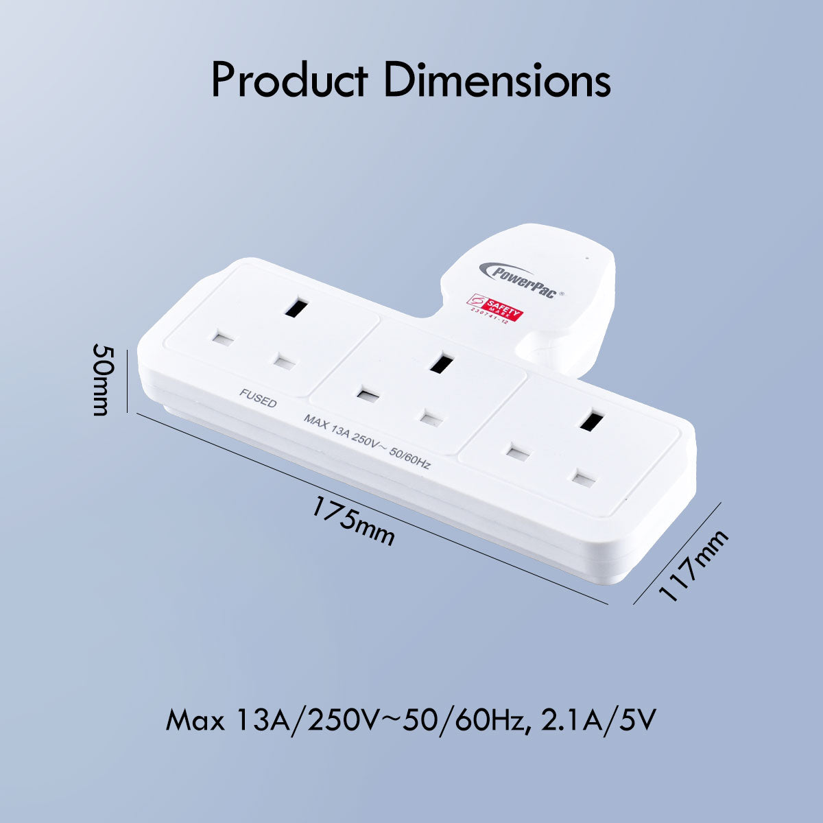 Multi Plug Extension Adapter with 3 Way, Power Extension Socket Adaptor (PP277)