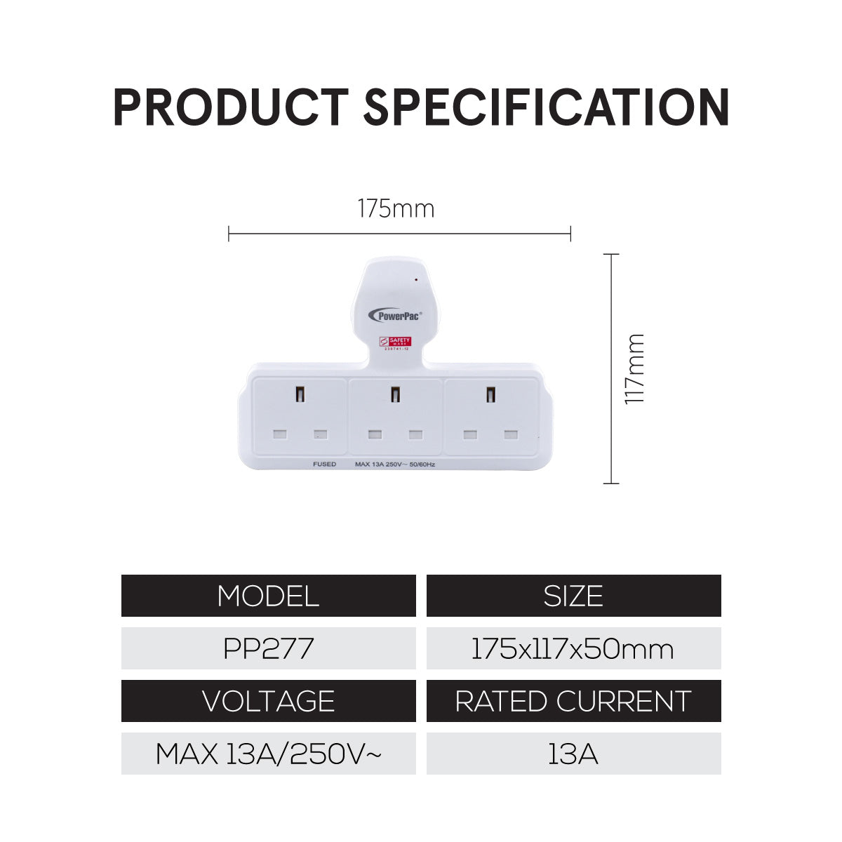 3 Way Adapter for 3 Pin Plug (PP277)