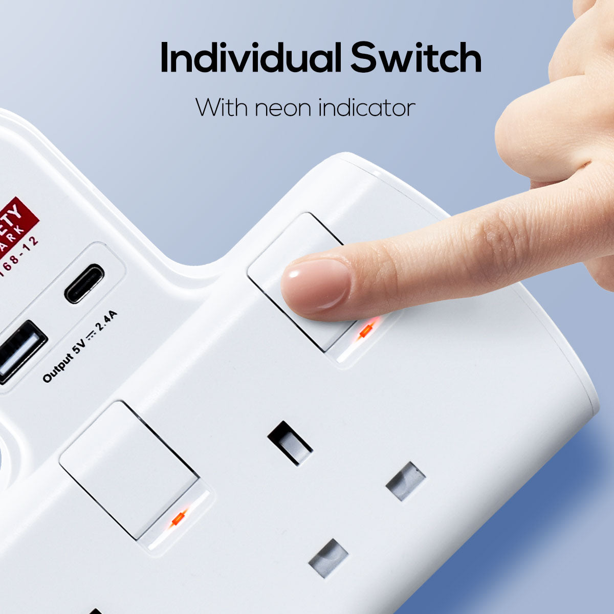 Multi Plug Extension Adapter with 2 Way adapter, USB-A, USB-C, 2 Way Socket Adaptor (PP292U)
