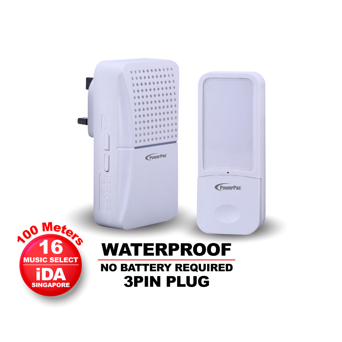 PowerPac Water proof Wireless Door Bell No Battery required (PP3245)