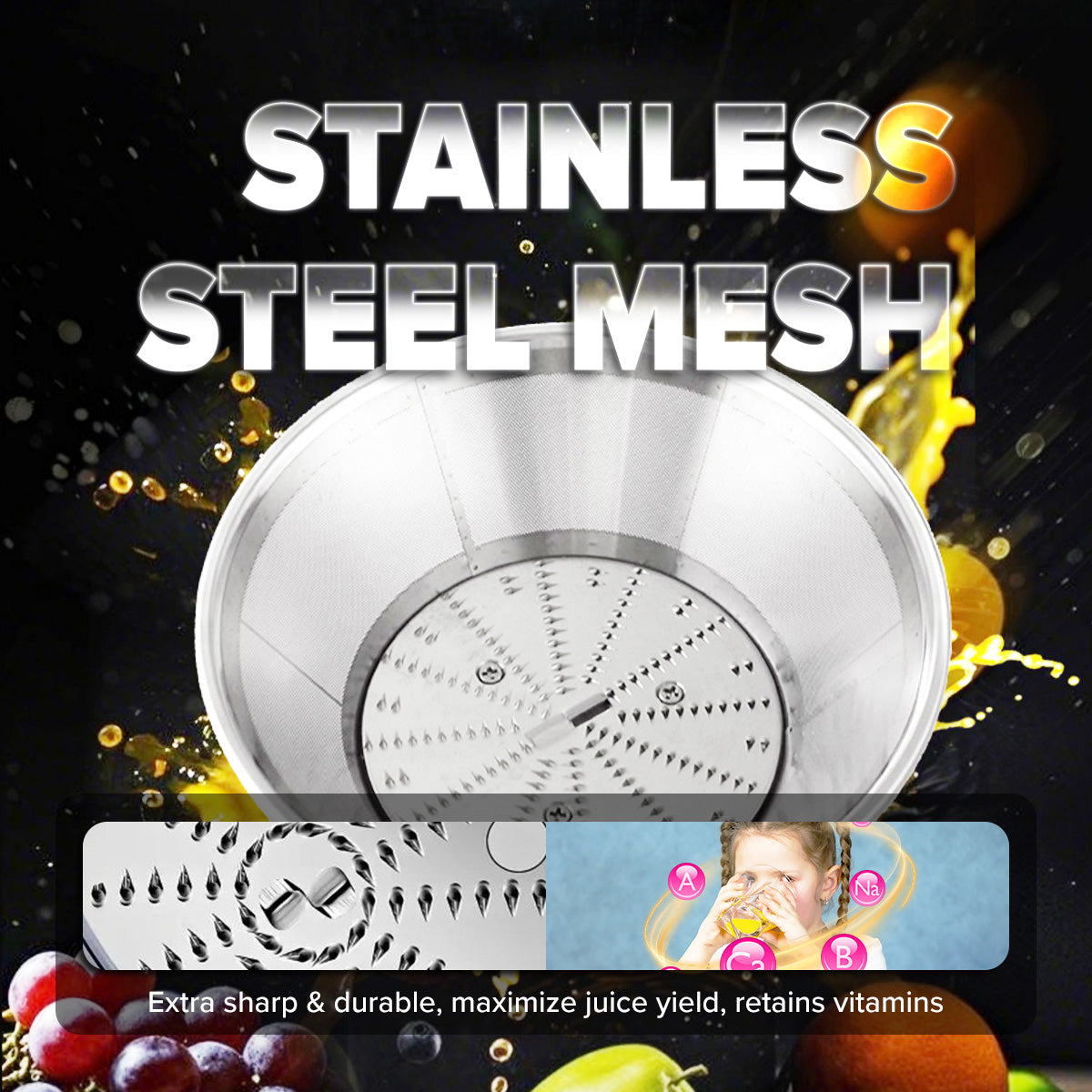 Juice Extractor with 2 Speed Stainless Steel Blades (PP3402)