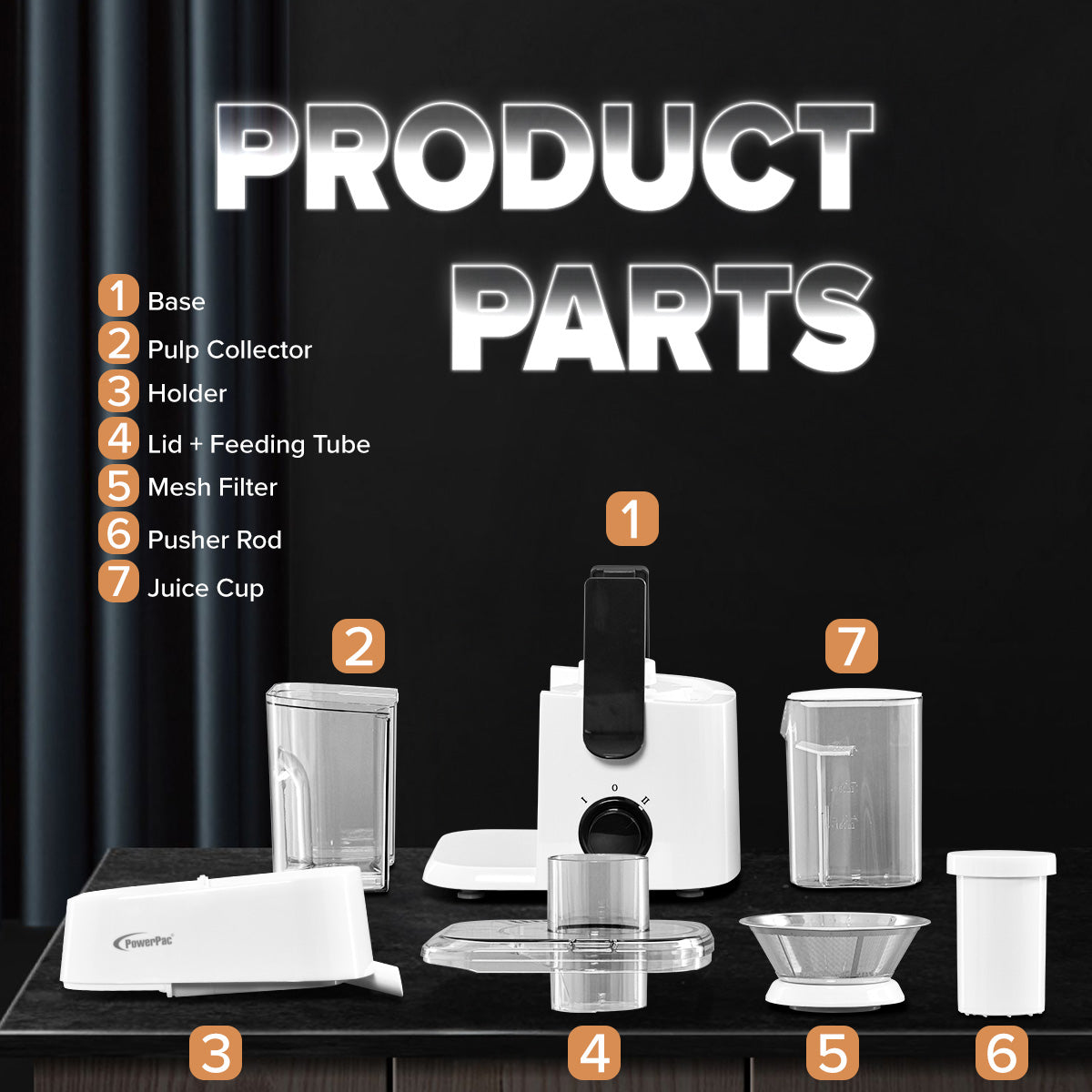 Juice Extractor with 2 Speed Stainless Steel Blades (PP3402)