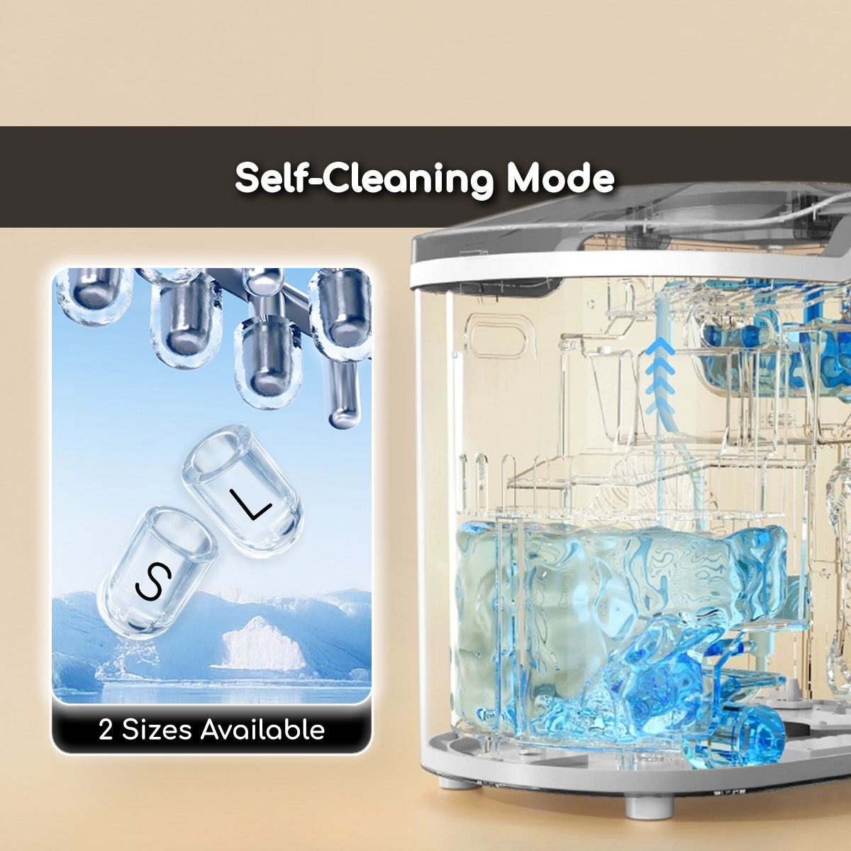 ICE Maker household mini round ice making machine timed ice making machine automatic cleaning (PP3508)