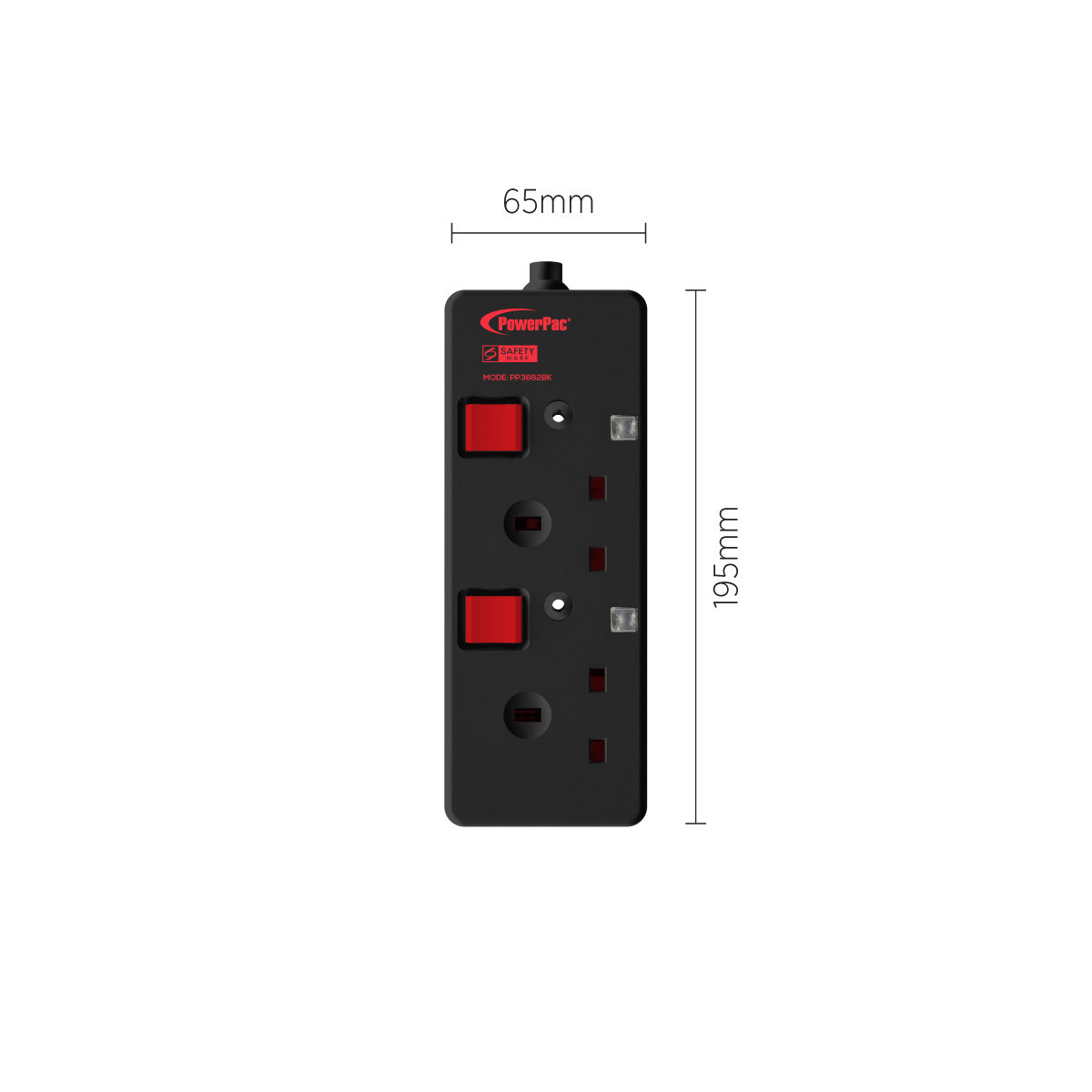 Extension Cord, Extension Socket, Power Cord, Power Extension 3 Metre 2 way (PP3882BK)