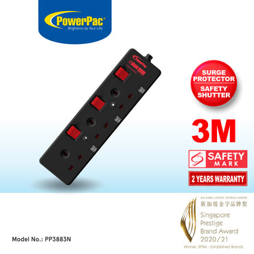 Extension Cord, Extension Socket, Power Cord, Power Extension 3 Meter (PP3883BK)