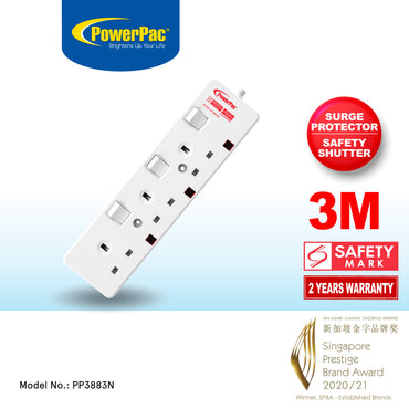 Extension Socket Extension Cord, Power Cord, Power Extension 3 way 3 meter (PP3883N)