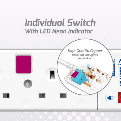 Extension Socket Extension Cord, Power Cord, Power Extension 4 way 2 meter (PP3884-2)