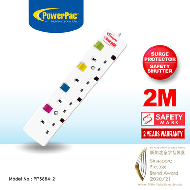 Extension Socket Extension Cord, Power Cord, Power Extension 4 way 2 meter (PP3884-2)