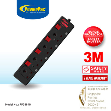 Extension Cord, Extension Socket, Power Cord, Power Extension 3 Meter (PP3884BK)
