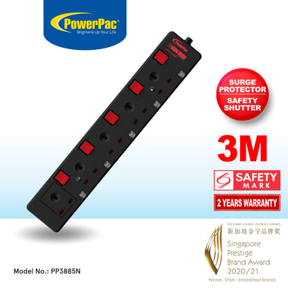 Extension Cord, Extension Socket, Power Cord, Power Extension 3 Meter (PP3885BK)