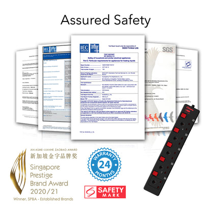 Extension Cord, Extension Socket, Power Extension 3 Metre 5 way (PP3885BK)