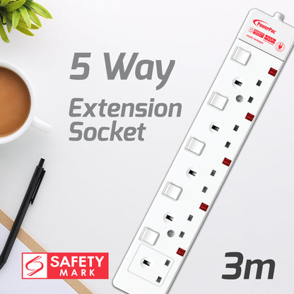 Extension Socket, Extension Cord, Power Cord, Power Extension 5 way 3 meter(PP3885N)