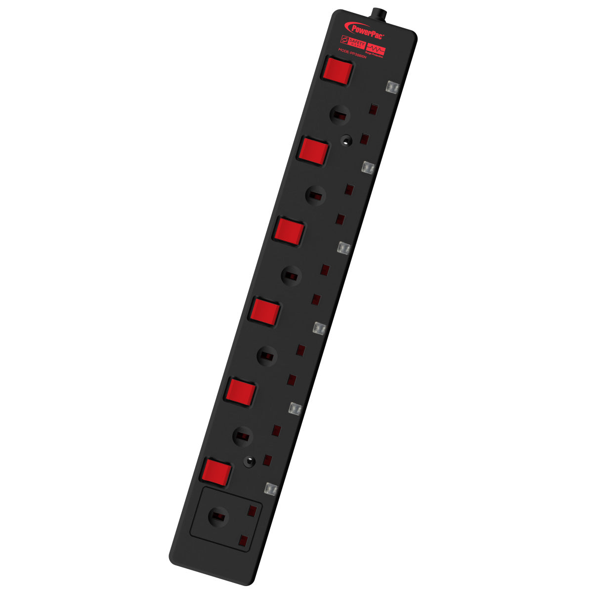 6 Way Safety Extension Socket 3 Meter with 2-Pin direct. (PP3886BK)