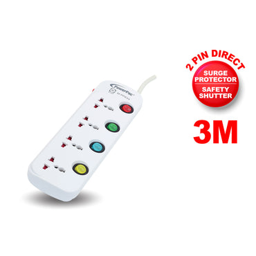 4 Way 3 Metre Multi extension socket with surge protector (PP634)