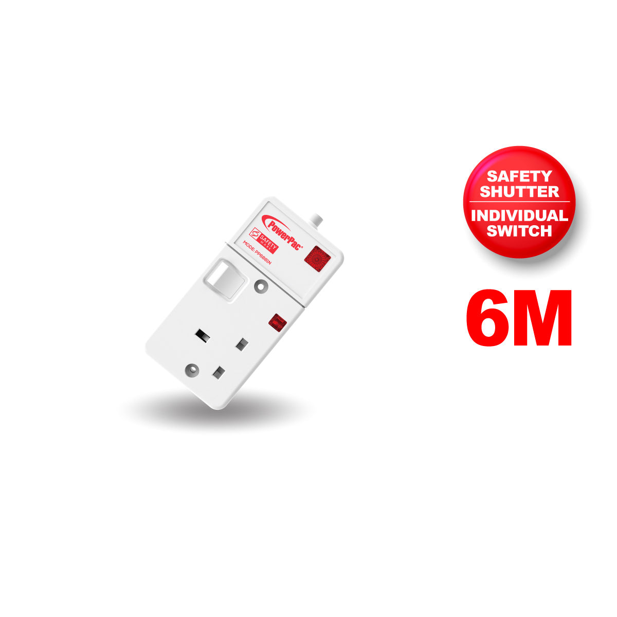 Extension Cord, Extension Socket, Power Cord, Power Extension 6 Metre 1 way (PP6881N)