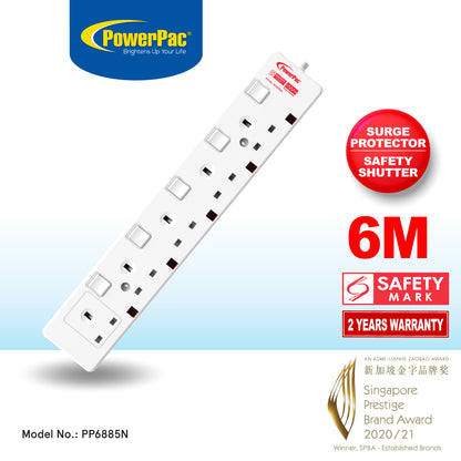 6 Metre 5 Way Extension Cord (PP6885N)