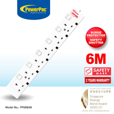 Extension Cord, Extension Socket, Power Cord, Power Extension 6 Meter 6 way(PP6886N)