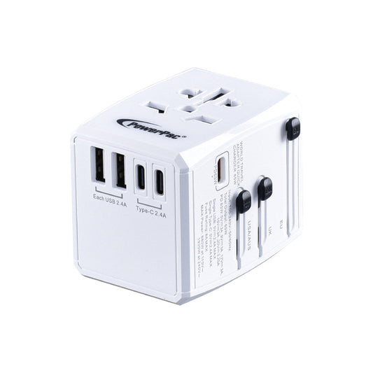 Multi Travel Adapter With 2x USB-A + 3x USB-C Charger | PD 45W USB Charger (PP7966)