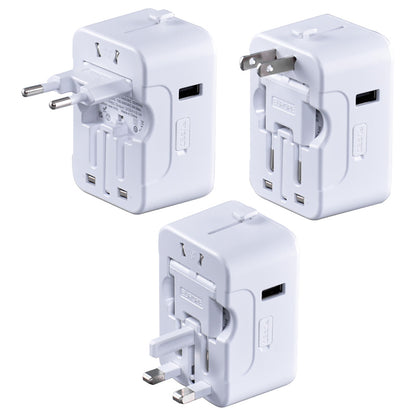 Multi Adapter | Travel Adapter With 1x USB + 2xType-C Charger | US UK EU AU Adapter (PP7970) White