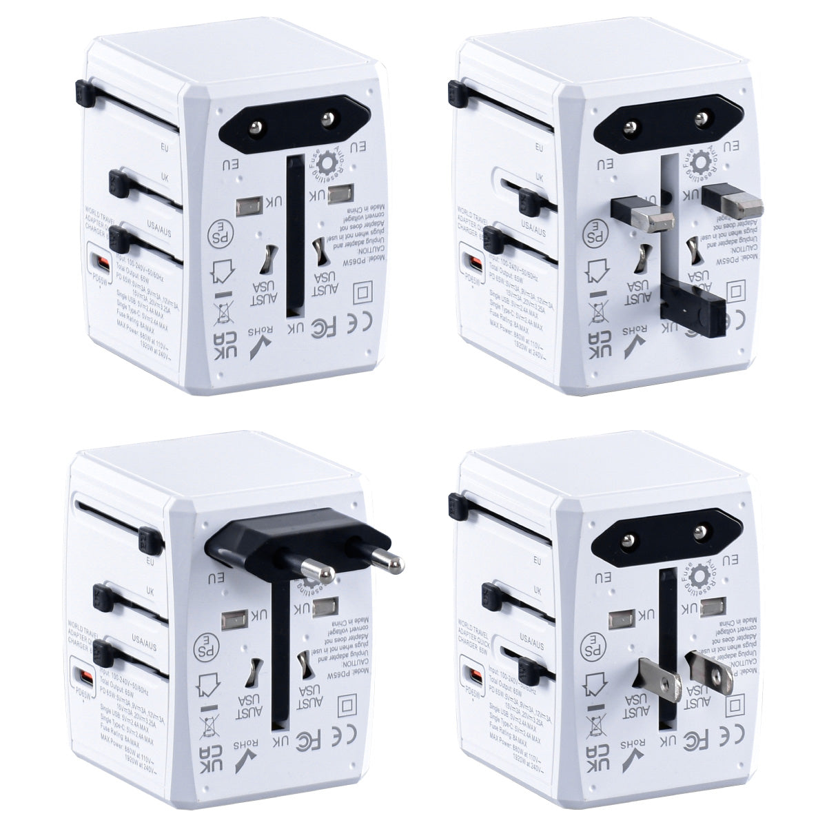 PowerPac Multi Travel Adapter With 2x USB-A + 3x USB-C Charger | PD 65W USB Charger (PP7977)