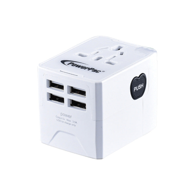 Multi Travel Adapter With 4 USB Charger (PP7981) WH