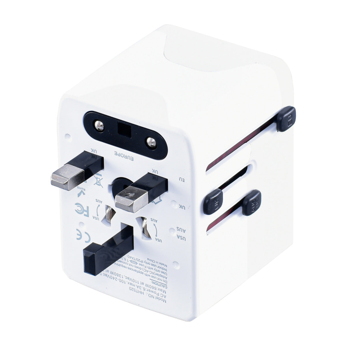 Multi Travel Adapter With 4 USB Charger (PP7981) WH